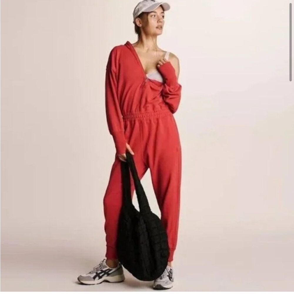 Free People FP Movement Training Day jumpsuit M Red Heather